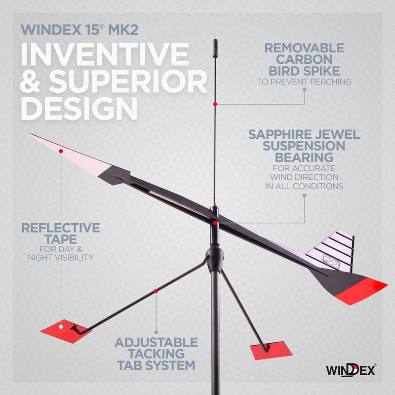 Windex 15 MK2 Birdspike Included - Wind Direction Indicator for Sailing, Sailboat Wind Indicator, Boat Accessories, 15-40 Feet Sized Boats - Image 2